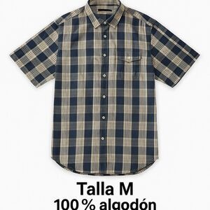 C&A Canda Collection Plaid Short Sleeve‎ Cotton Shirt Size M Casual